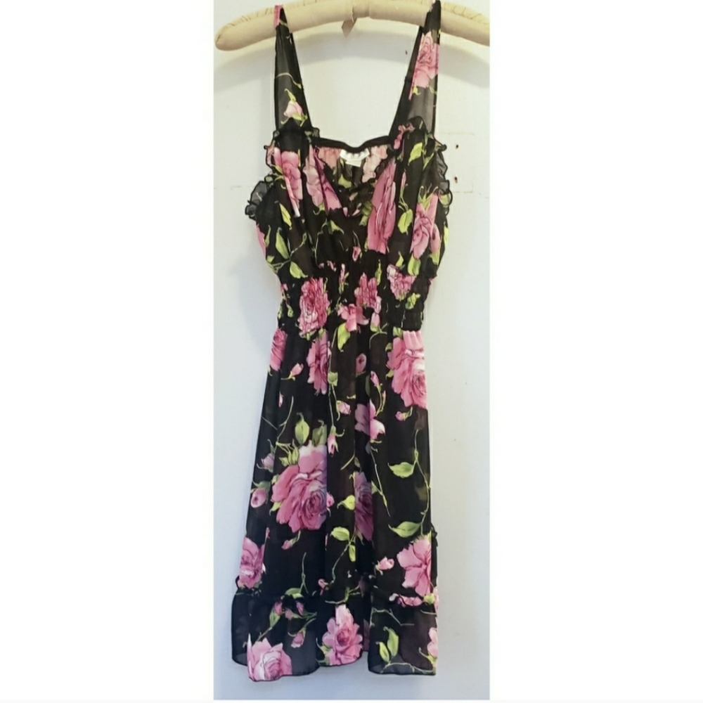 Fashion Bug black floral nightgown 2X